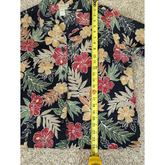Coldwater Creek Cotton Floral Tropical Button Shirt Size L Hawaiian Short Sleeve - Picture 6 of 8